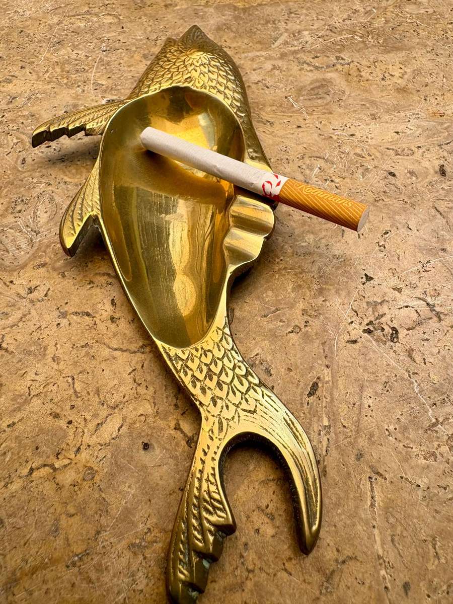 Vintage brass fish ashtray India