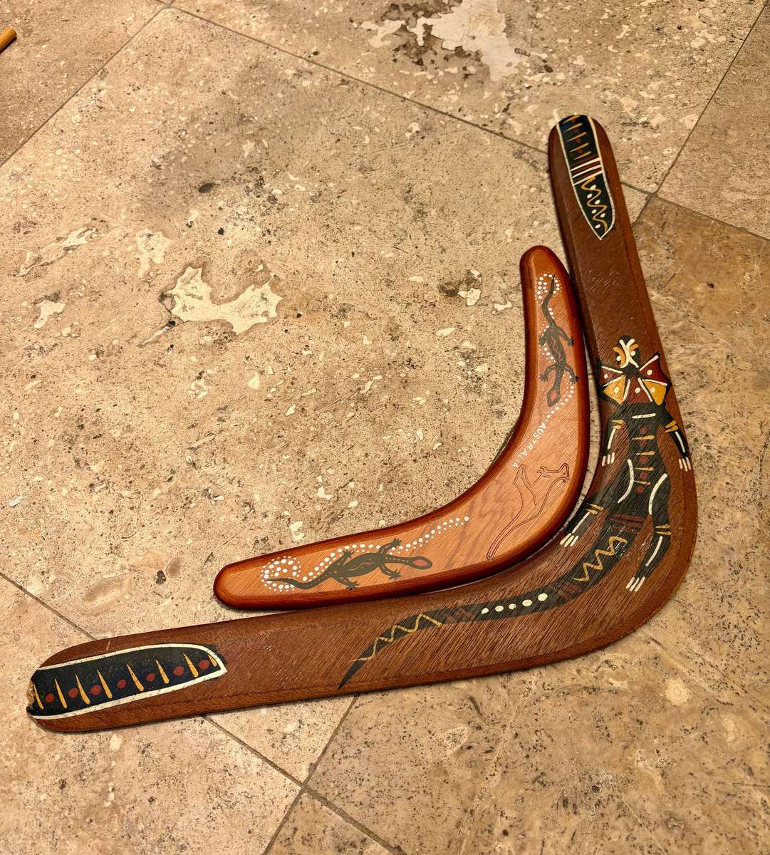Vintage hunting wood boomerang pair Australia