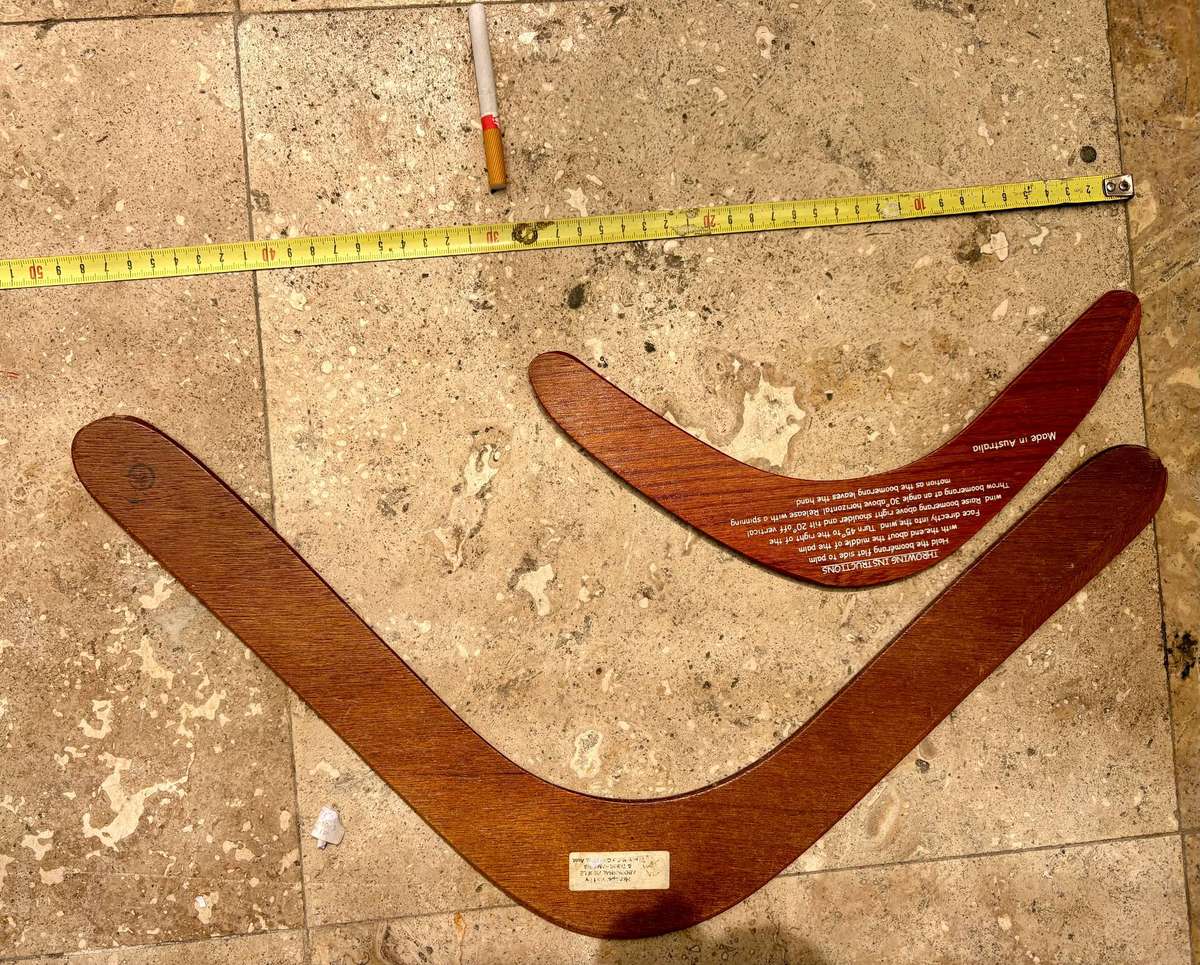 Vintage hunting wood boomerang pair Australia