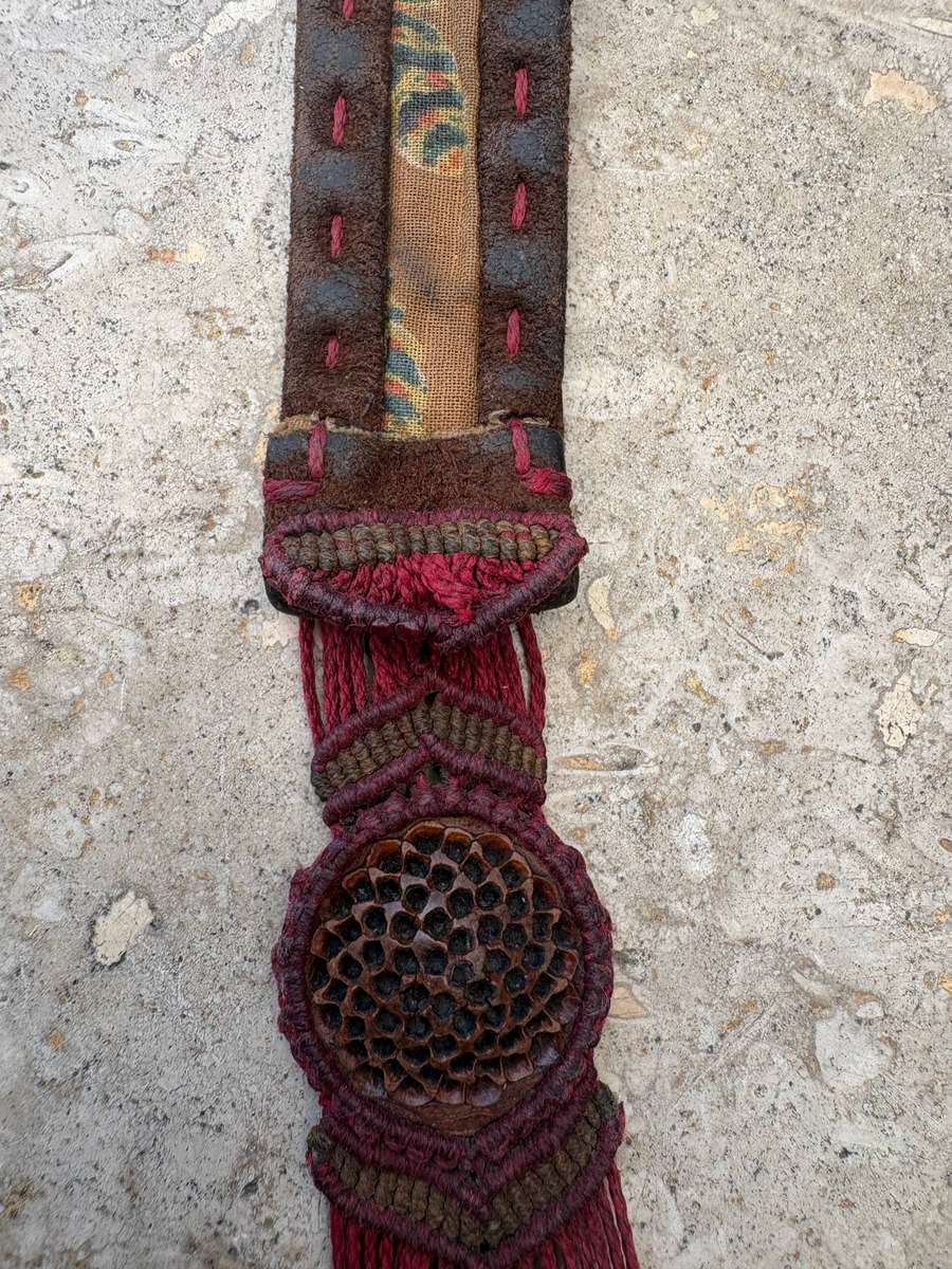 Vintage leather cross body tooled bag hippy chic handcrafted