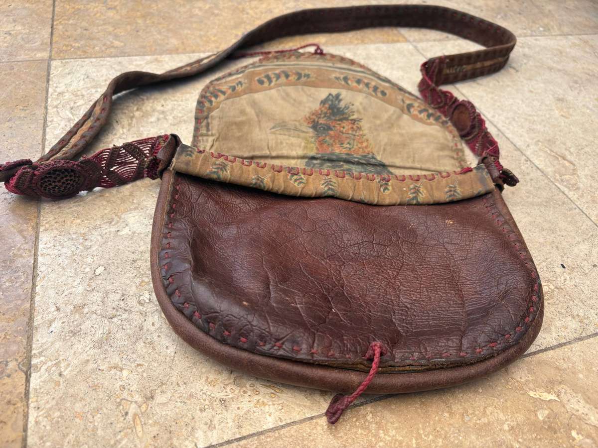 Vintage leather cross body tooled bag hippy chic handcrafted