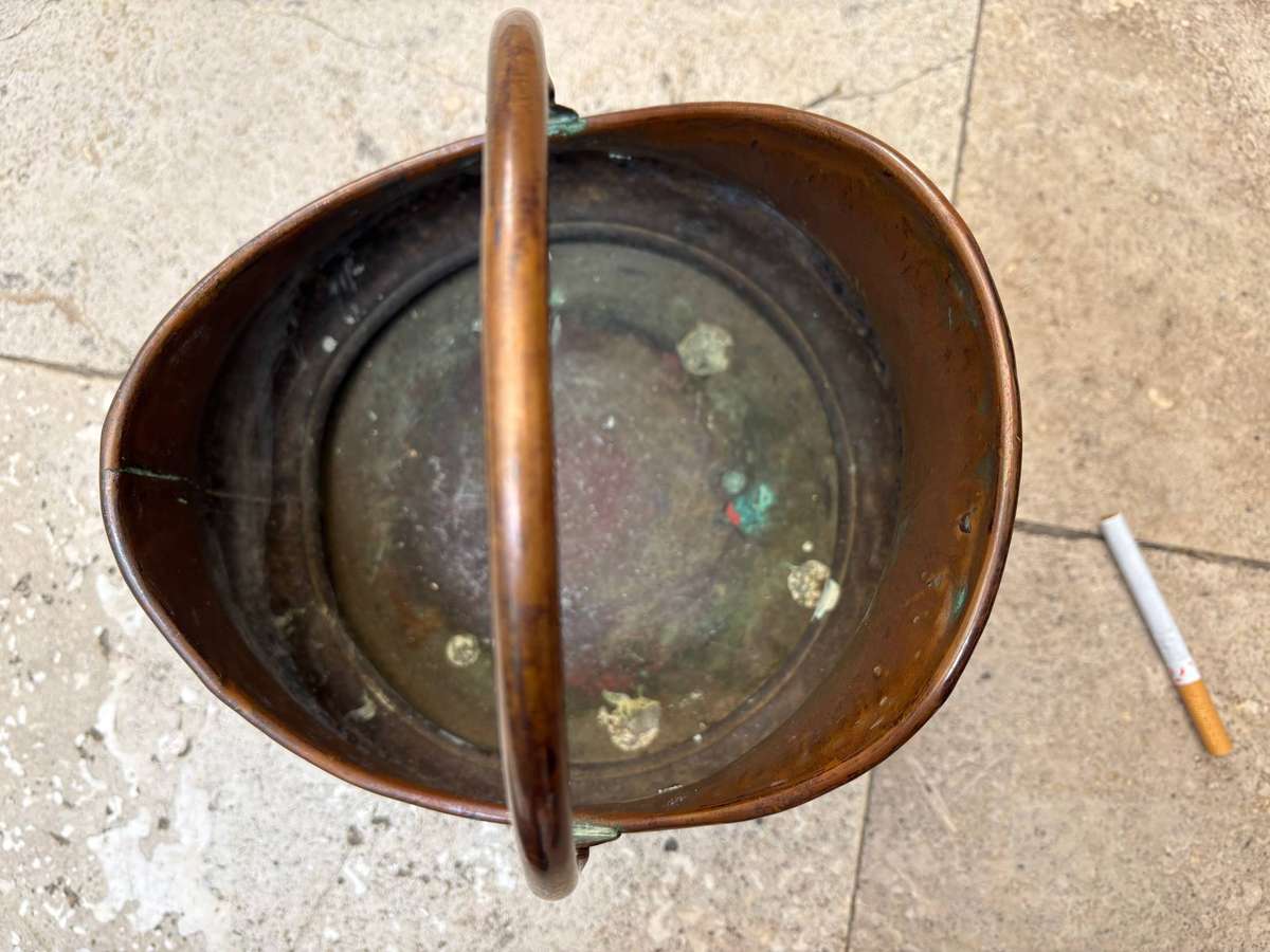 Vintage copper helmet coal scuttle