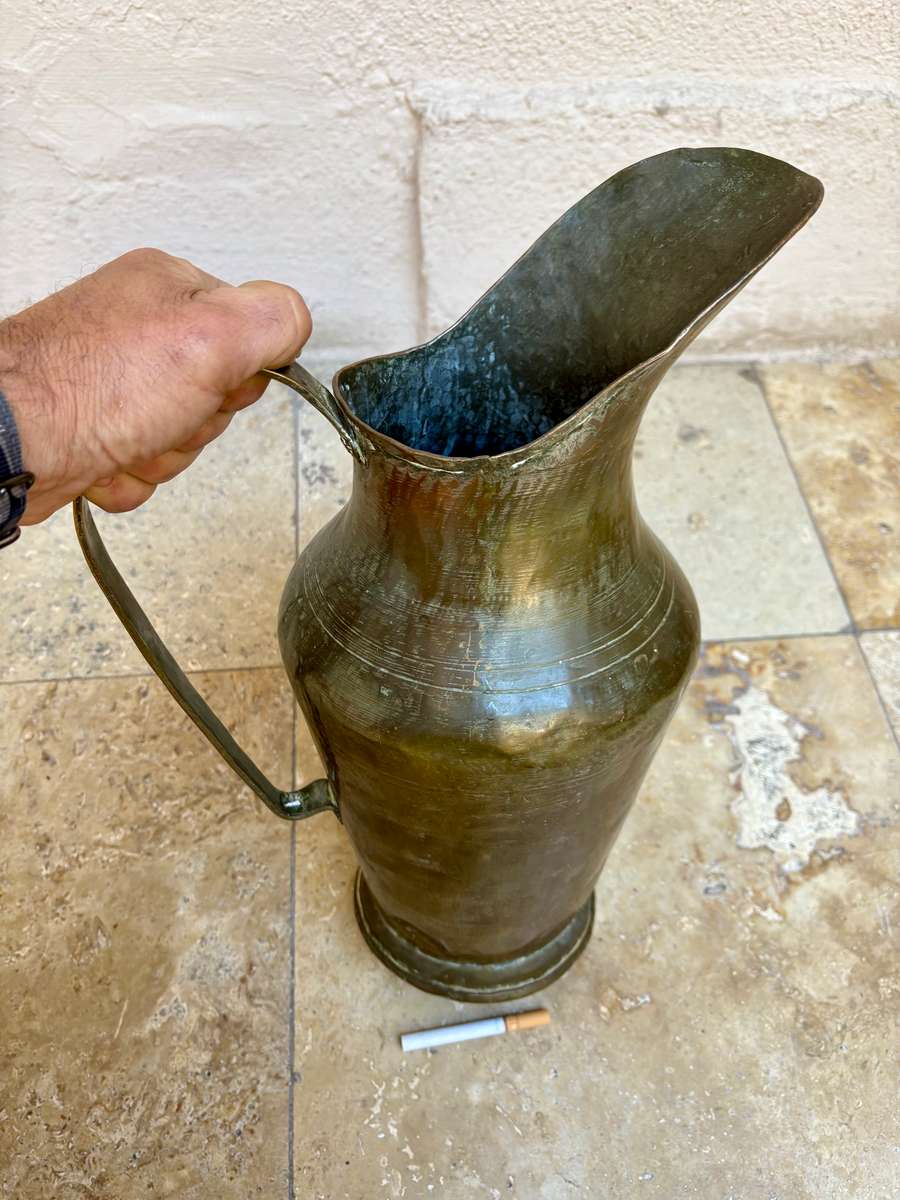 Vintage  heavy brass large water  Pitcher - 1 Gallon