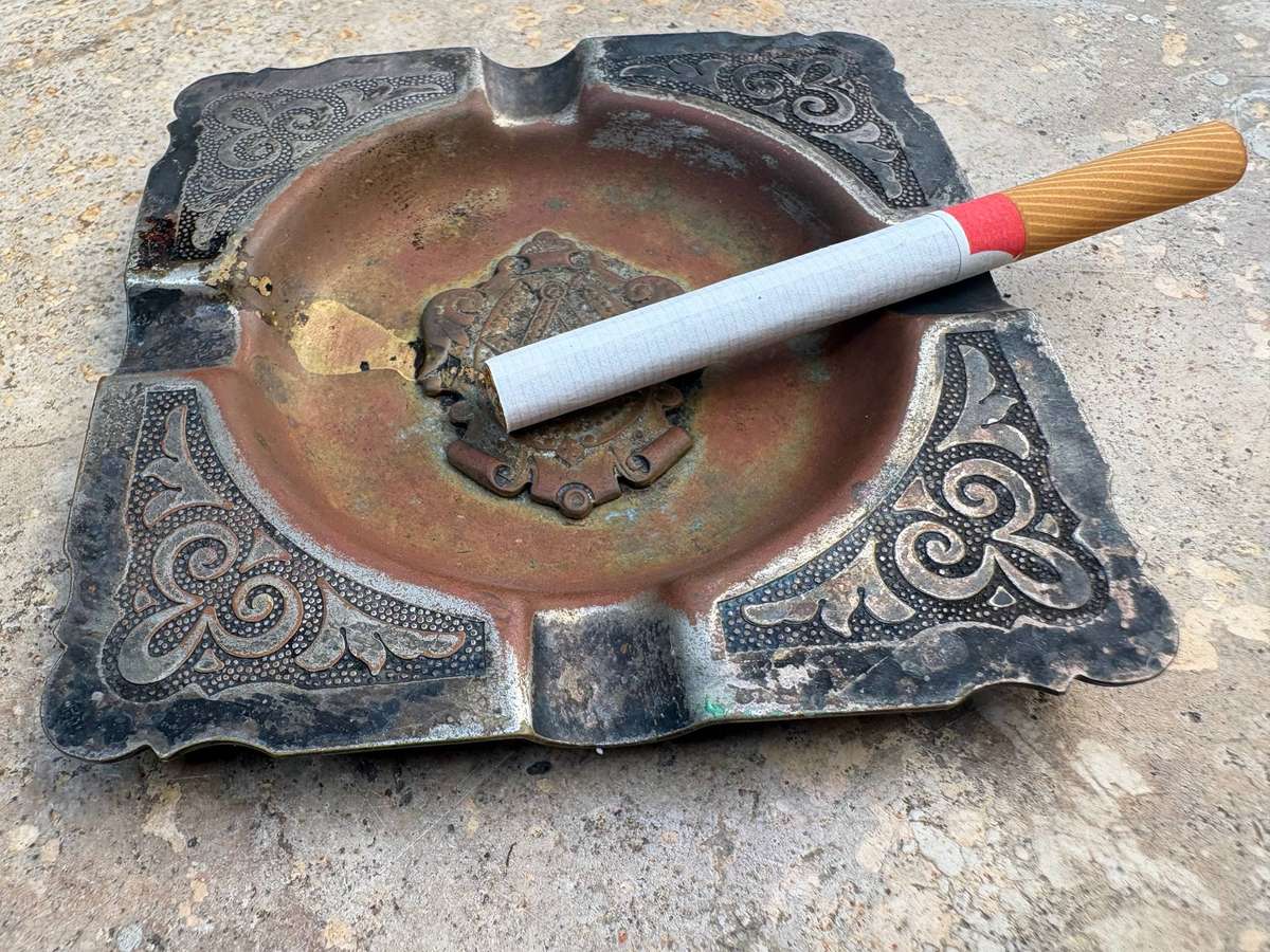 Vintage free mason ashtray silver plated