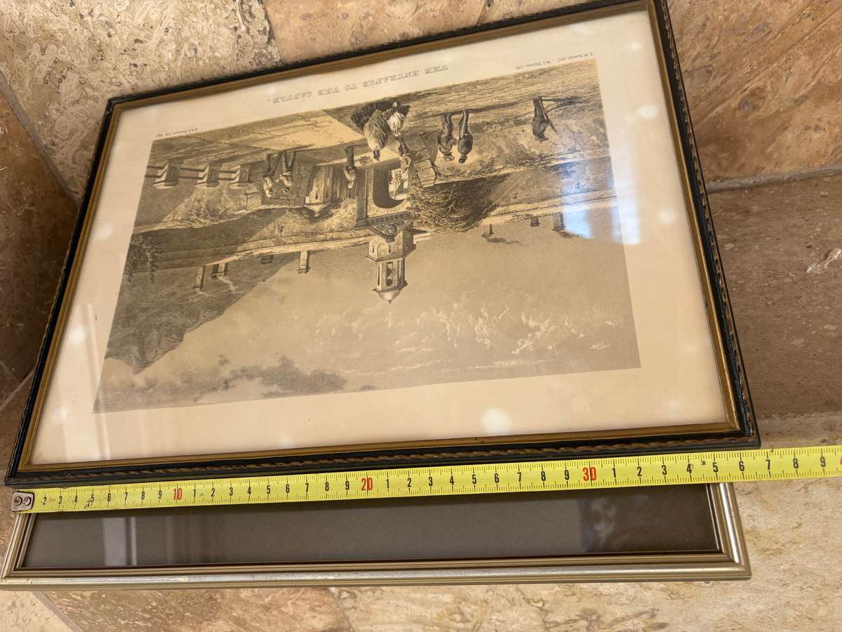 . Vintage pair of Cape Town  Lithograph framed pair castle Table Mountain