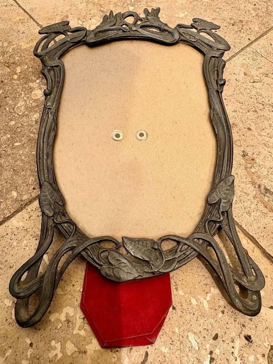 Vintage pewter picture frame art nouveau desktop