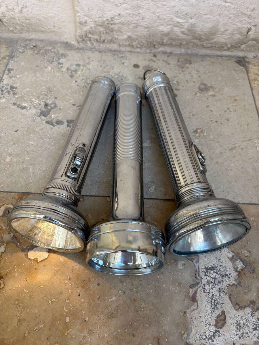 VINTAGE EVEREADY ALUMINIUM TORCH lot of 3