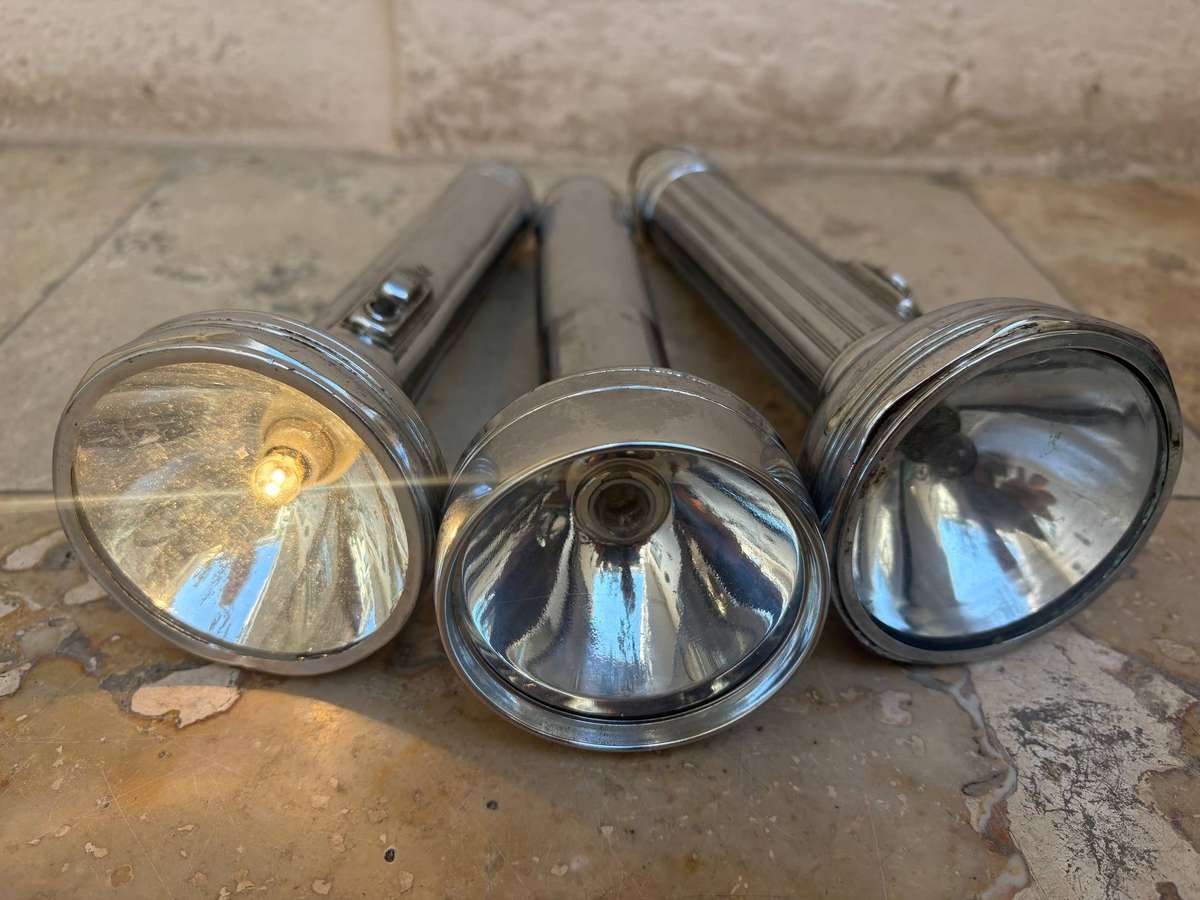 VINTAGE EVEREADY ALUMINIUM TORCH lot of 3