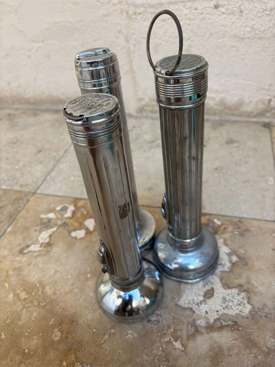 VINTAGE EVEREADY ALUMINIUM TORCH lot of 3