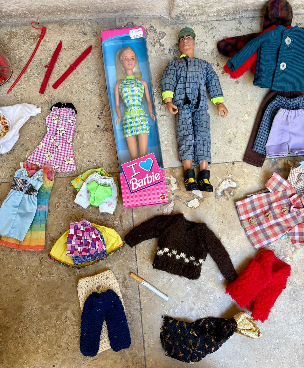 Vintage Barbie doll in original box and Ken doll pair barbie clothes lot
