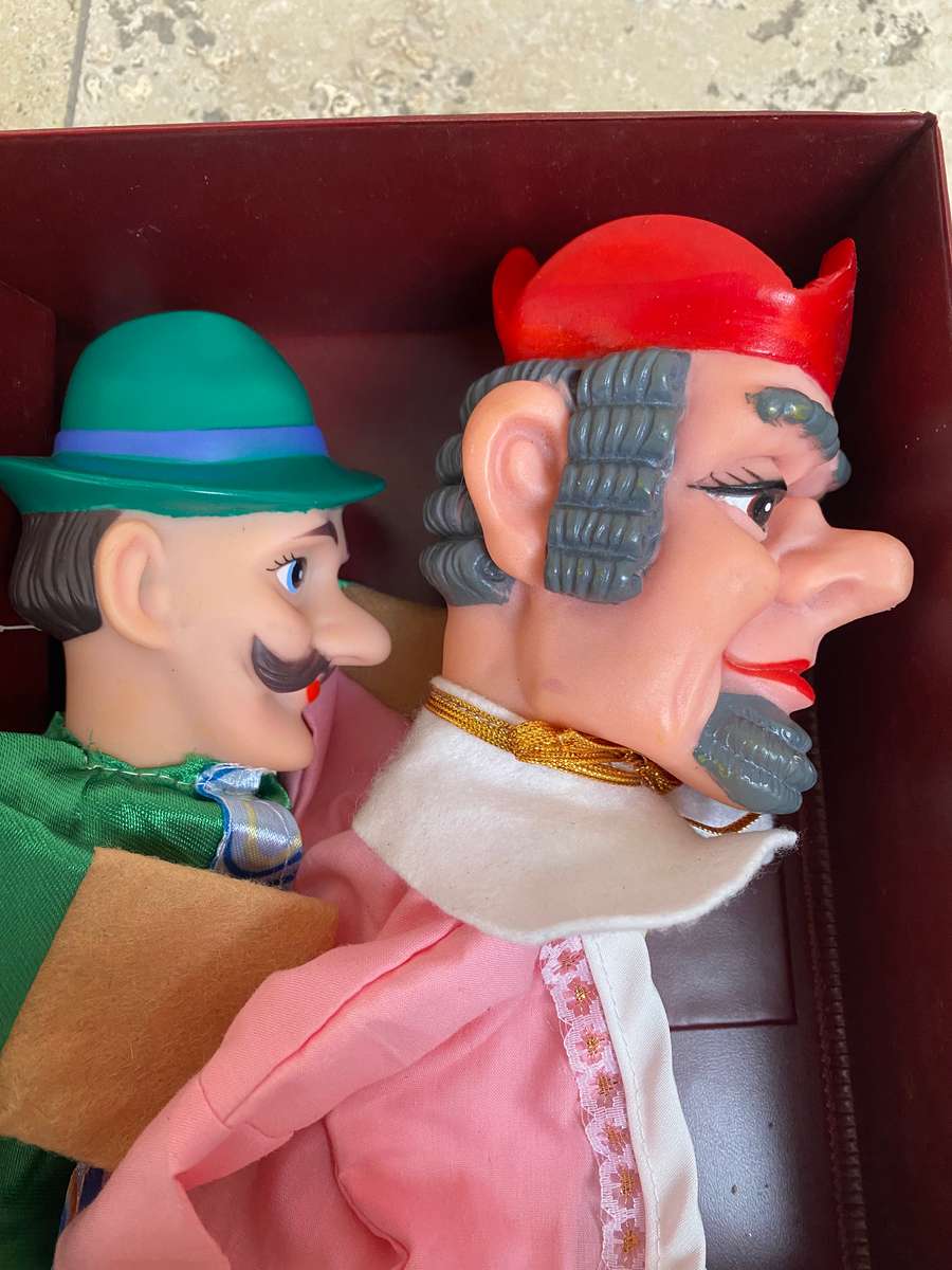 Vintage rubber head puppet pair Germany