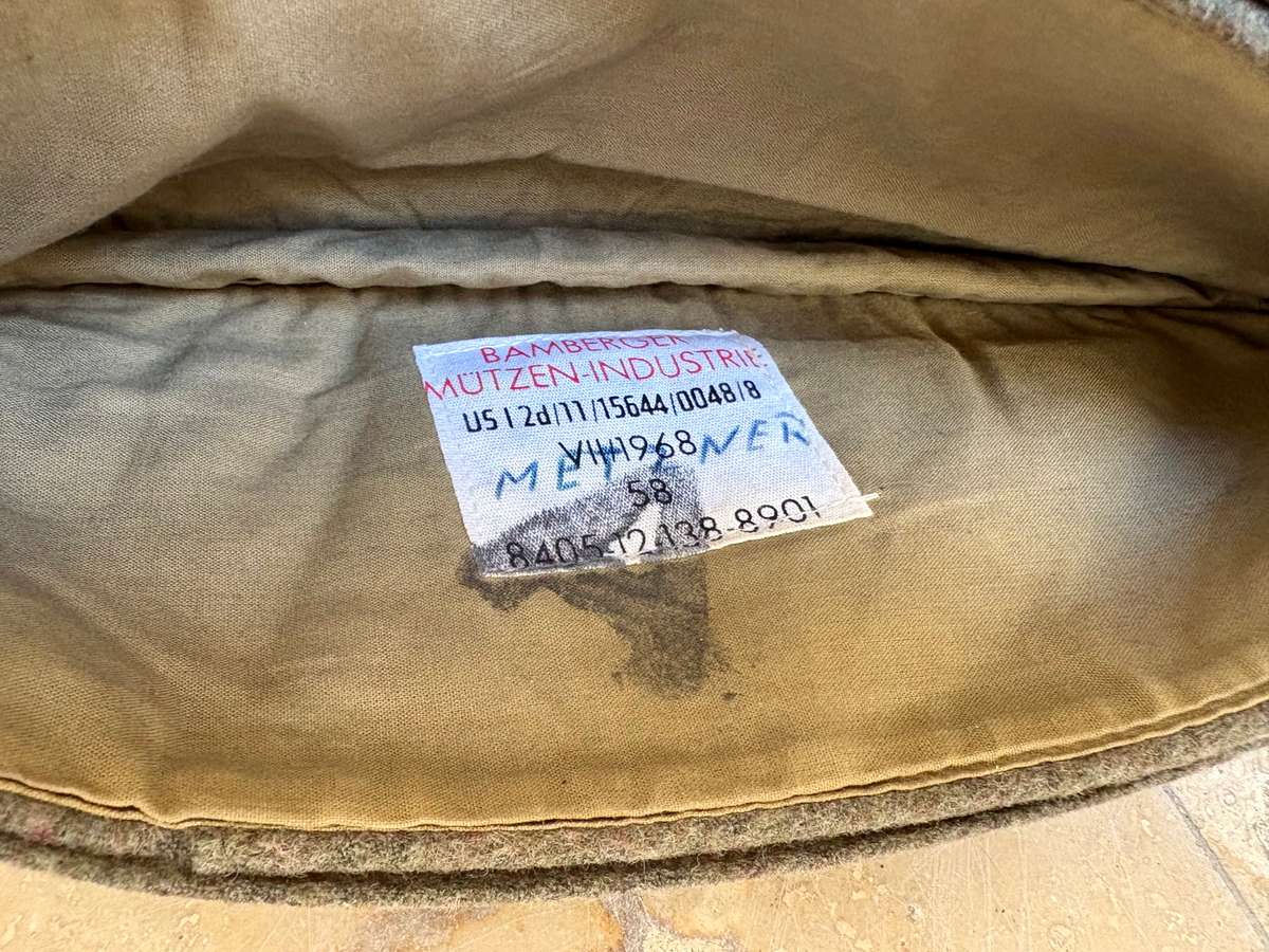 Vintage German army felt olive hat cap