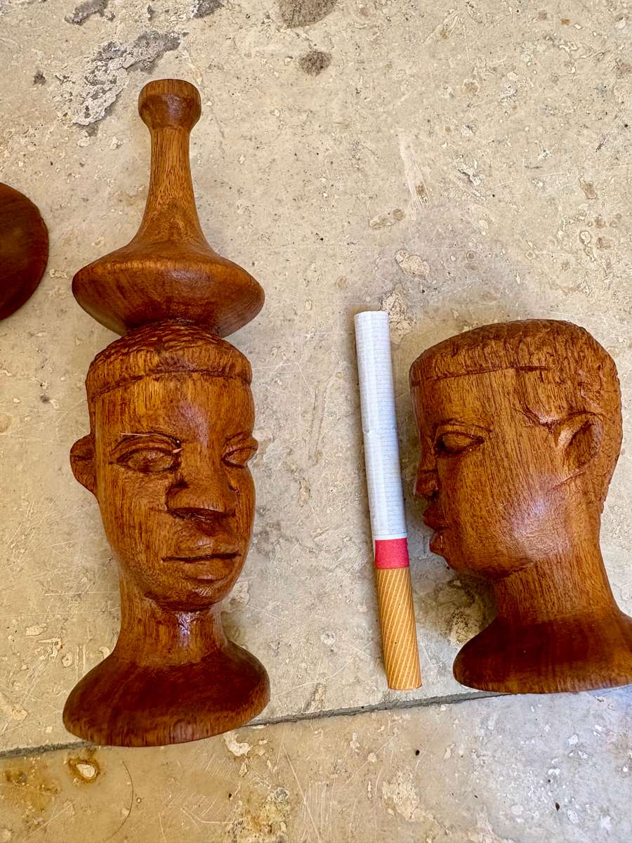 African tribe wood bust lot of 5