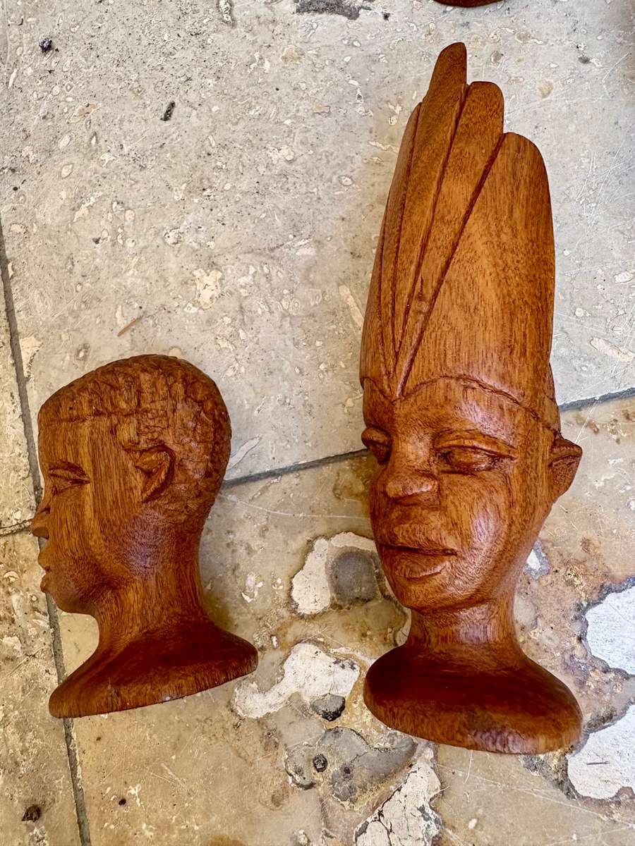 African tribe wood bust lot of 5