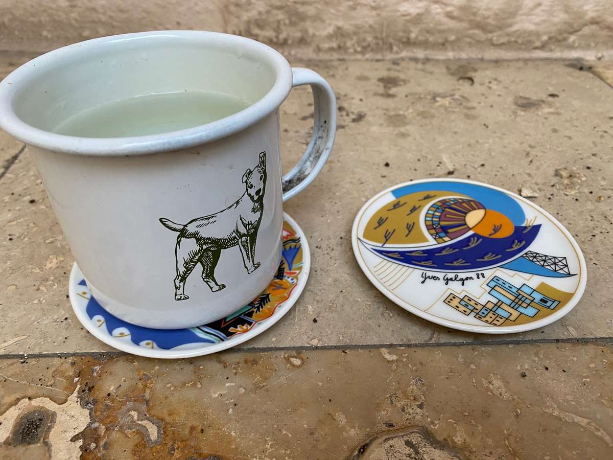 Vintage Lufthansa Yves Galgon Hutschenreuther coaster pair 1988