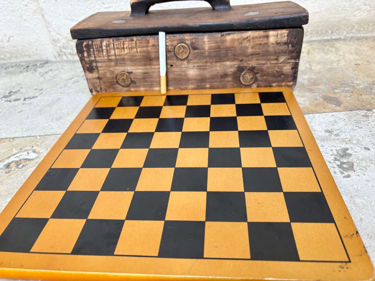 Vintage wood chess set 30 cm