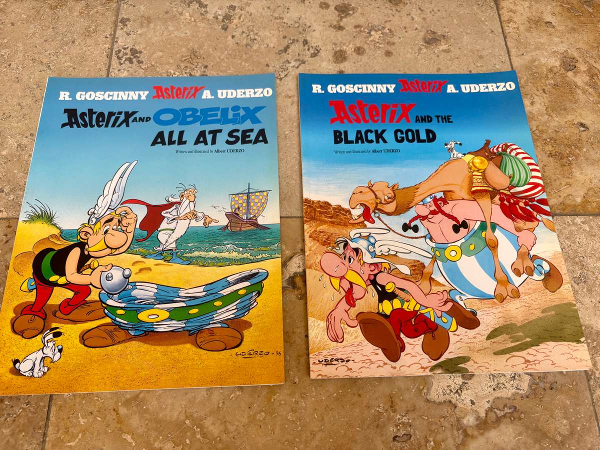 Asterix and Obelix book pair , all at sea and black Gold