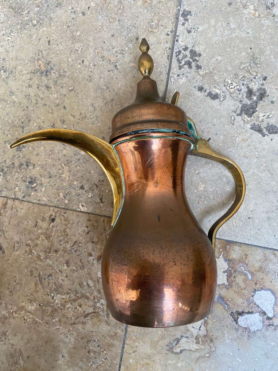 Antique Dallah copper coffee pot Arabic large