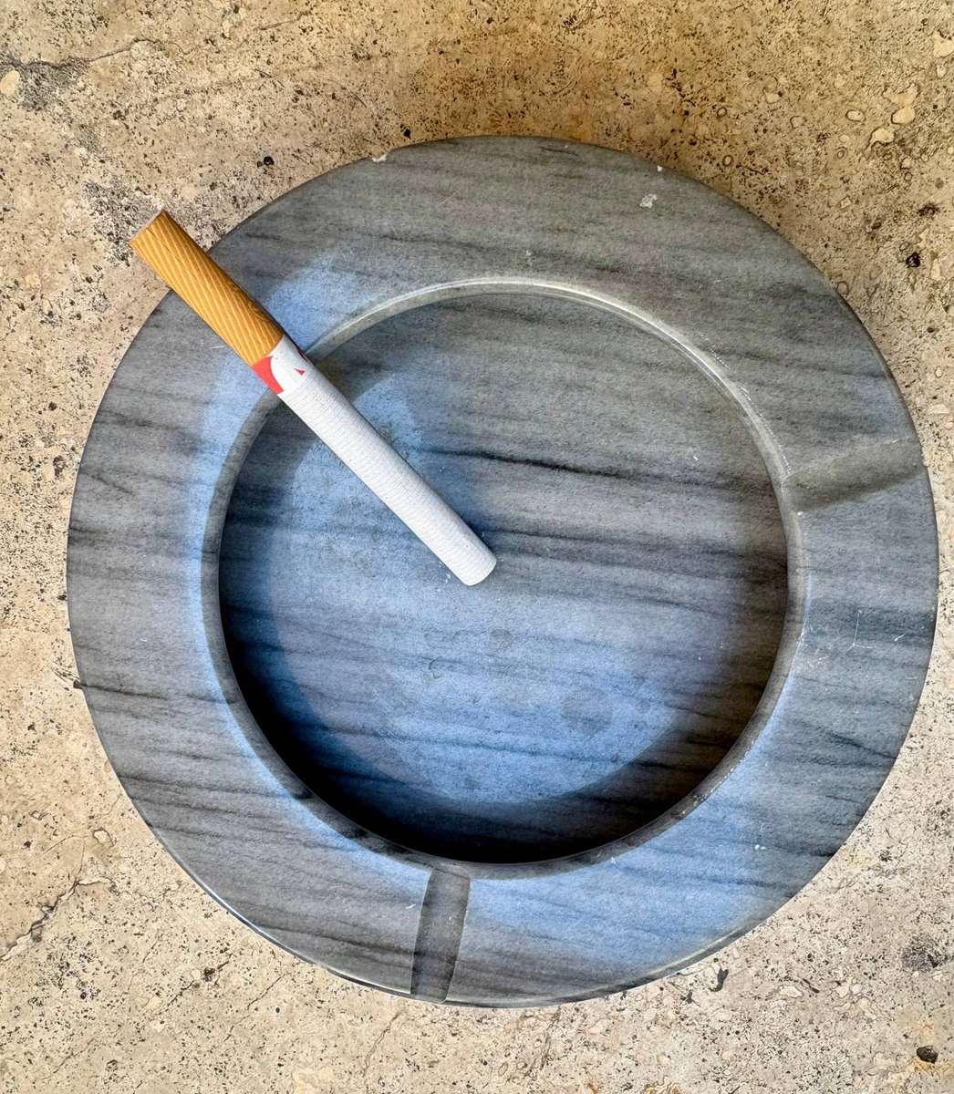 Vintage marble designer ashtray grey