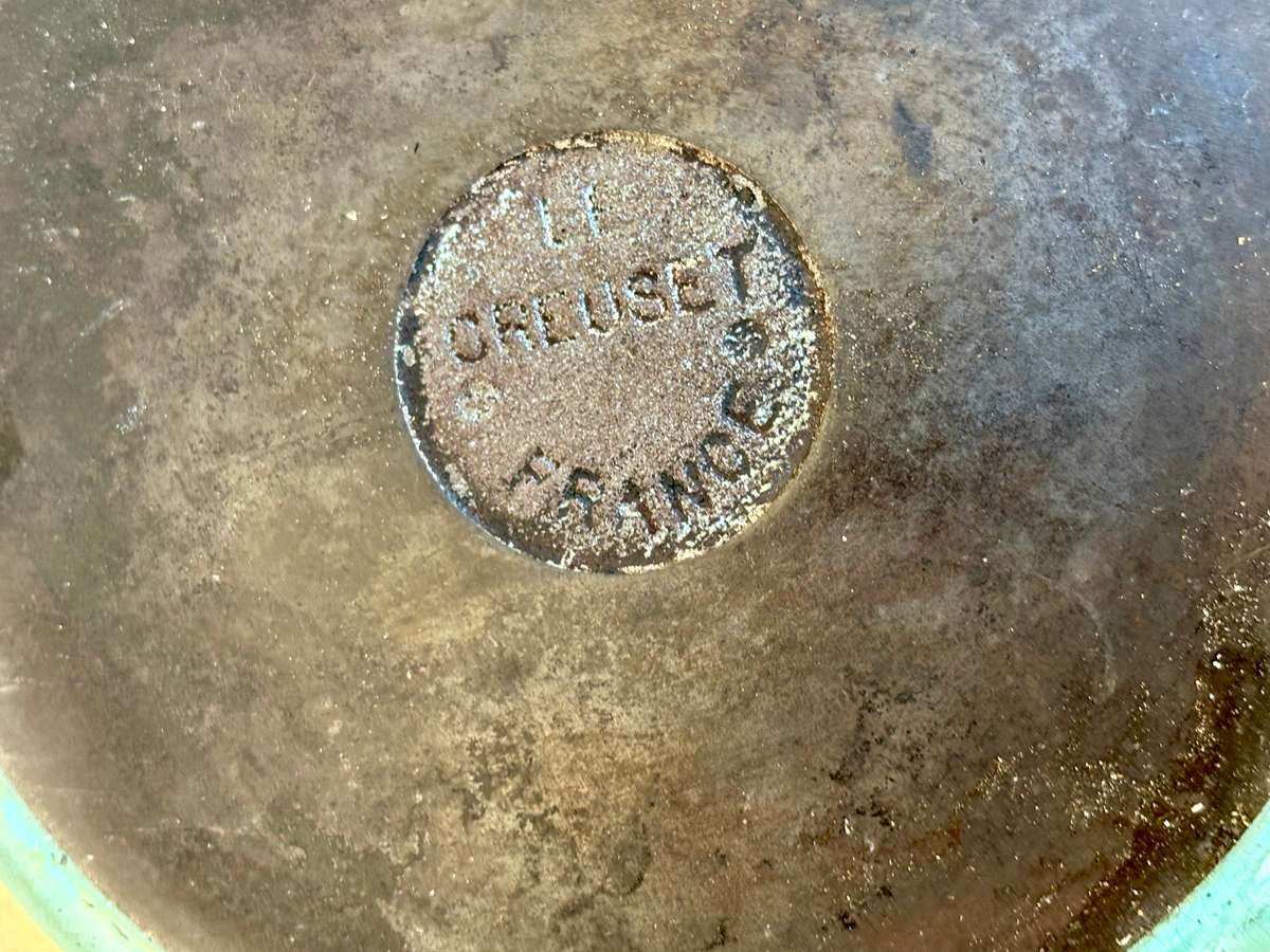 Le Creuset Skillet #16 blue  Enamel Cast Iron France Double Spout Frying Pan