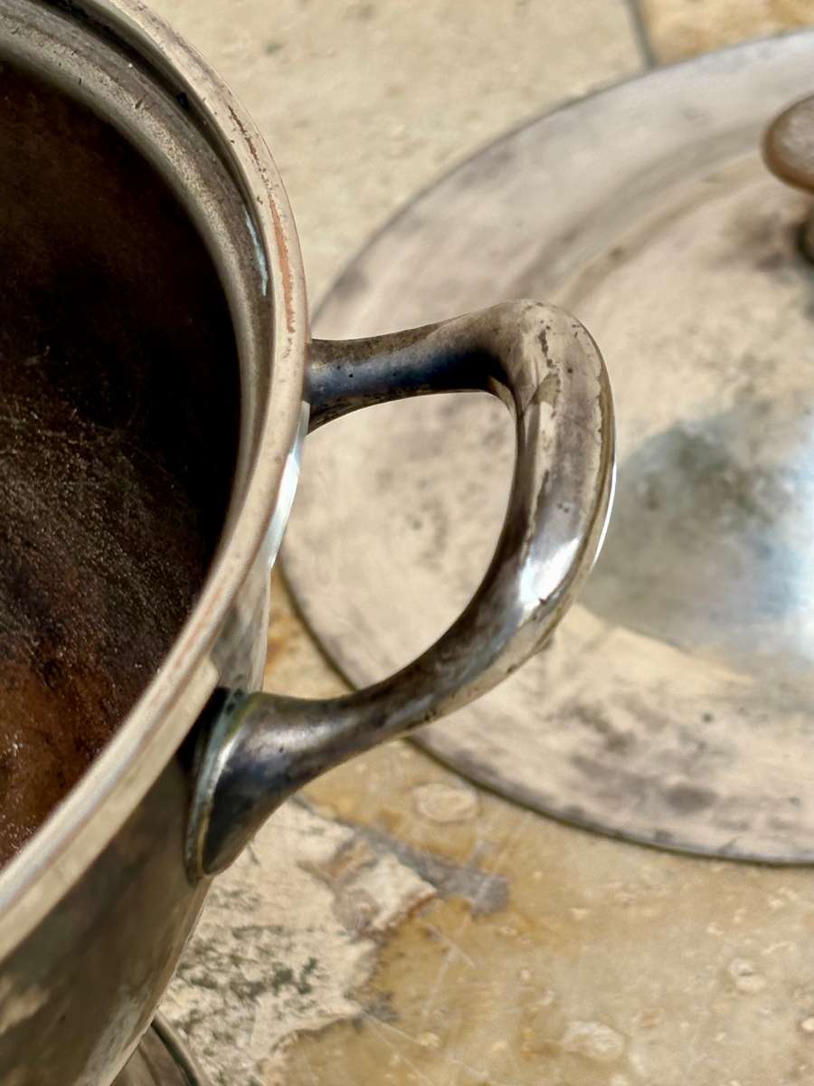 Vintage tureen pot silver plate on copper