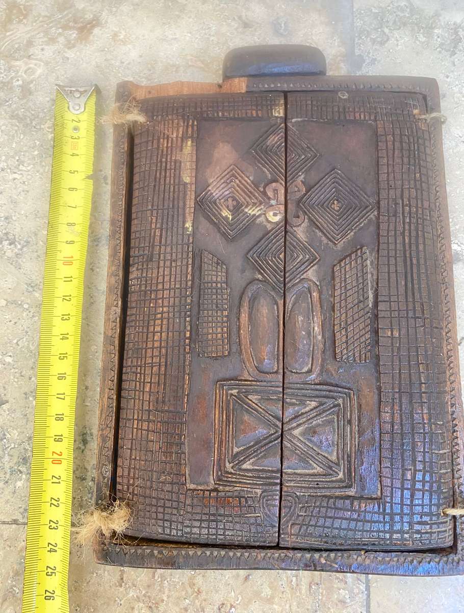 Vintage religious triptych wood carved Christian art