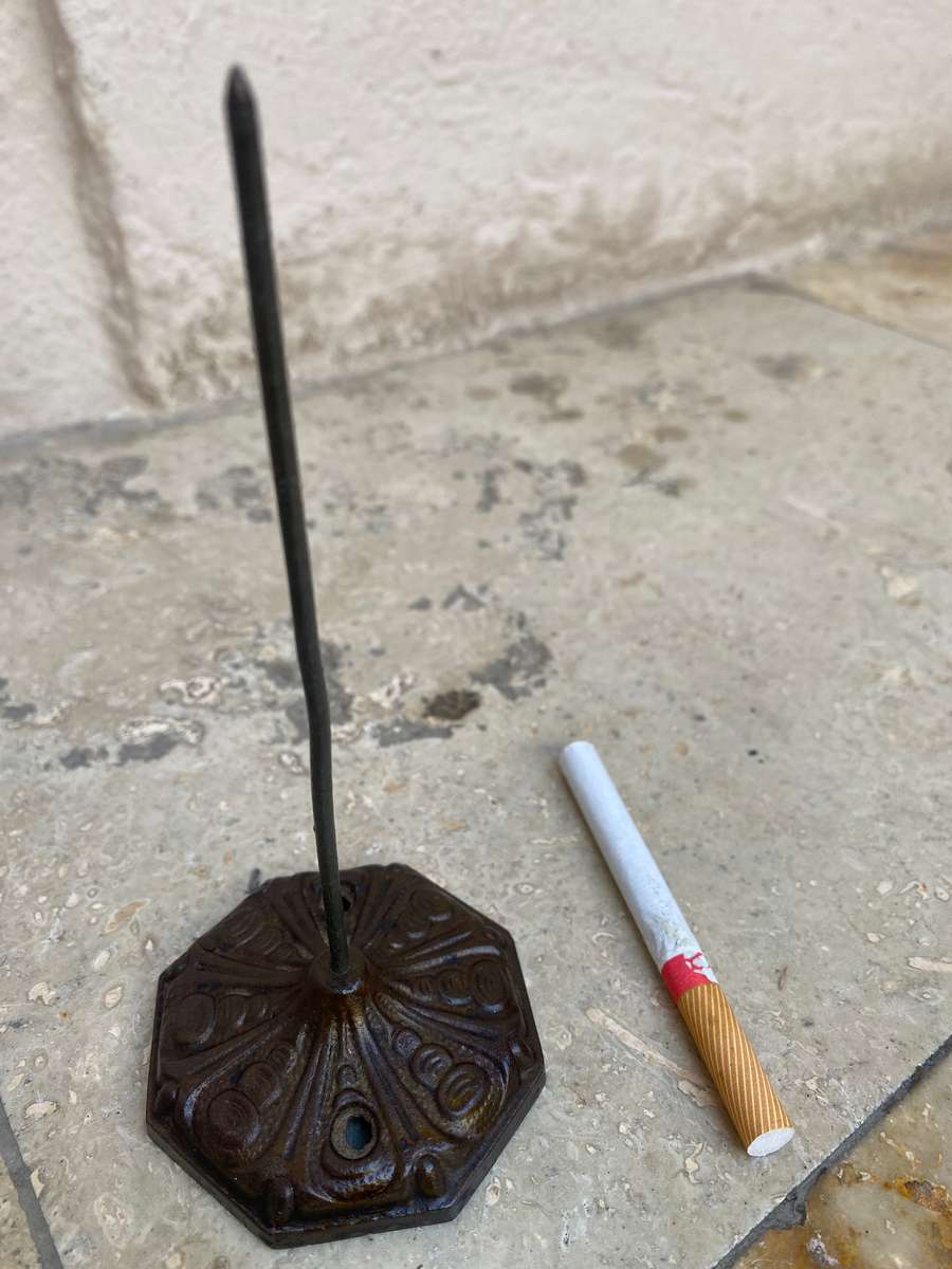 Vintage cast iron bill spike invoice holder