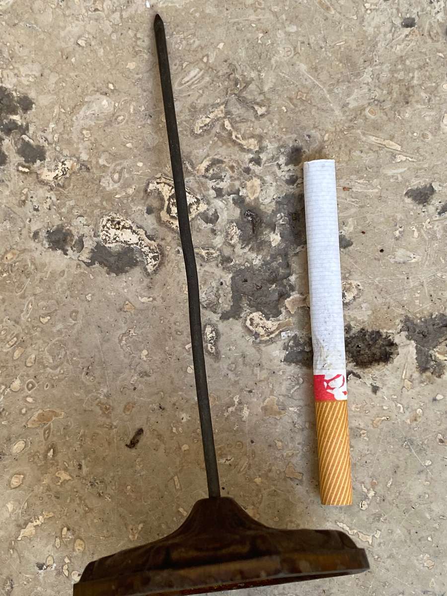 Vintage cast iron bill spike invoice holder