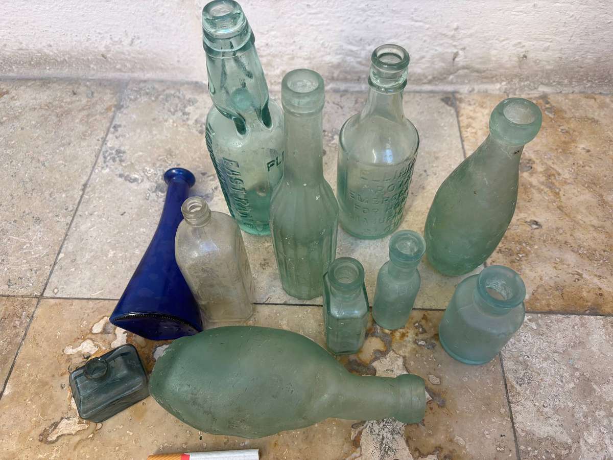 Vintage old glass bottle lot of 10