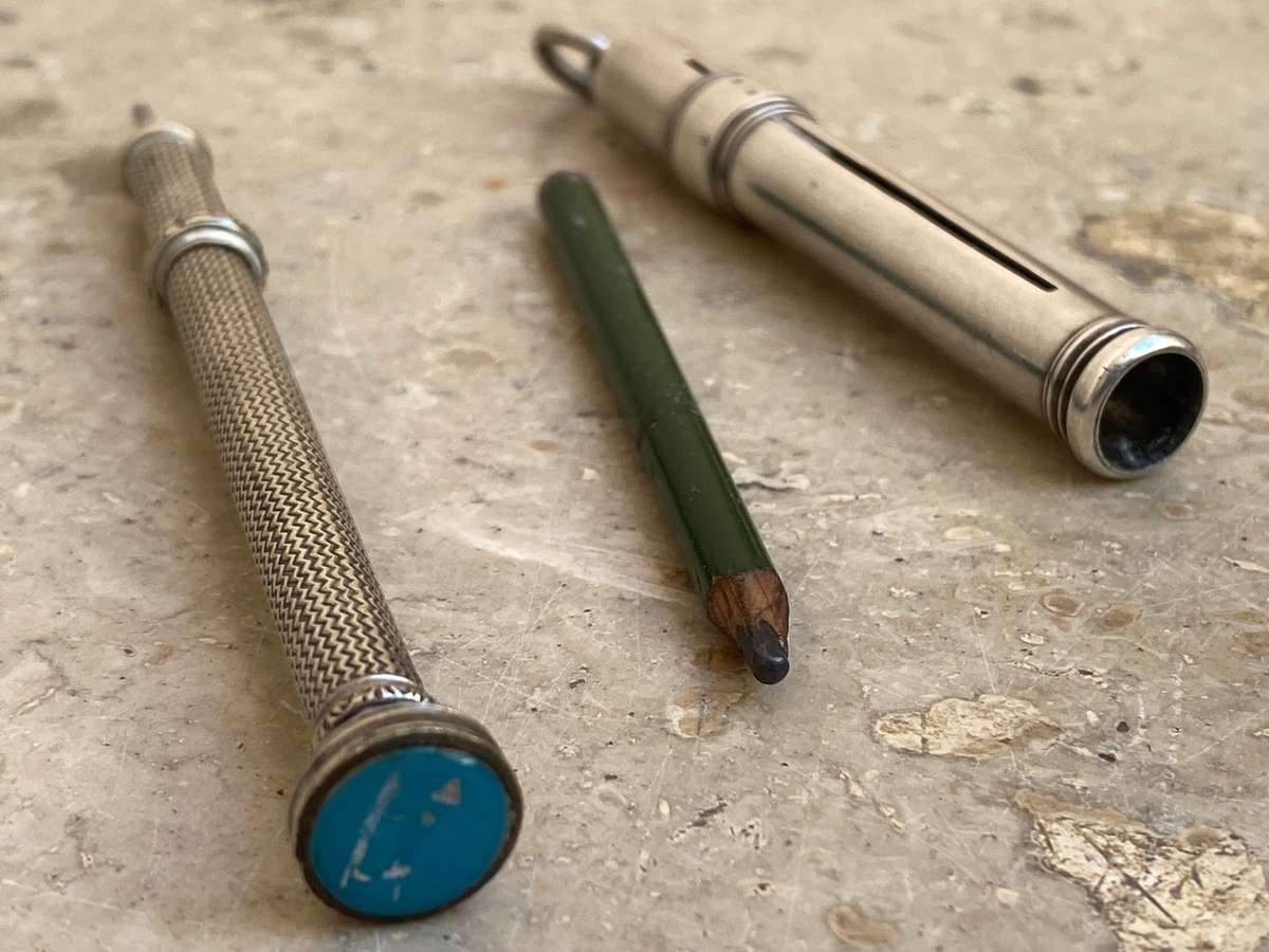 Vintage Samson Mordan sterling silver pencil holder , + antique mechanical propelling  pencil pair