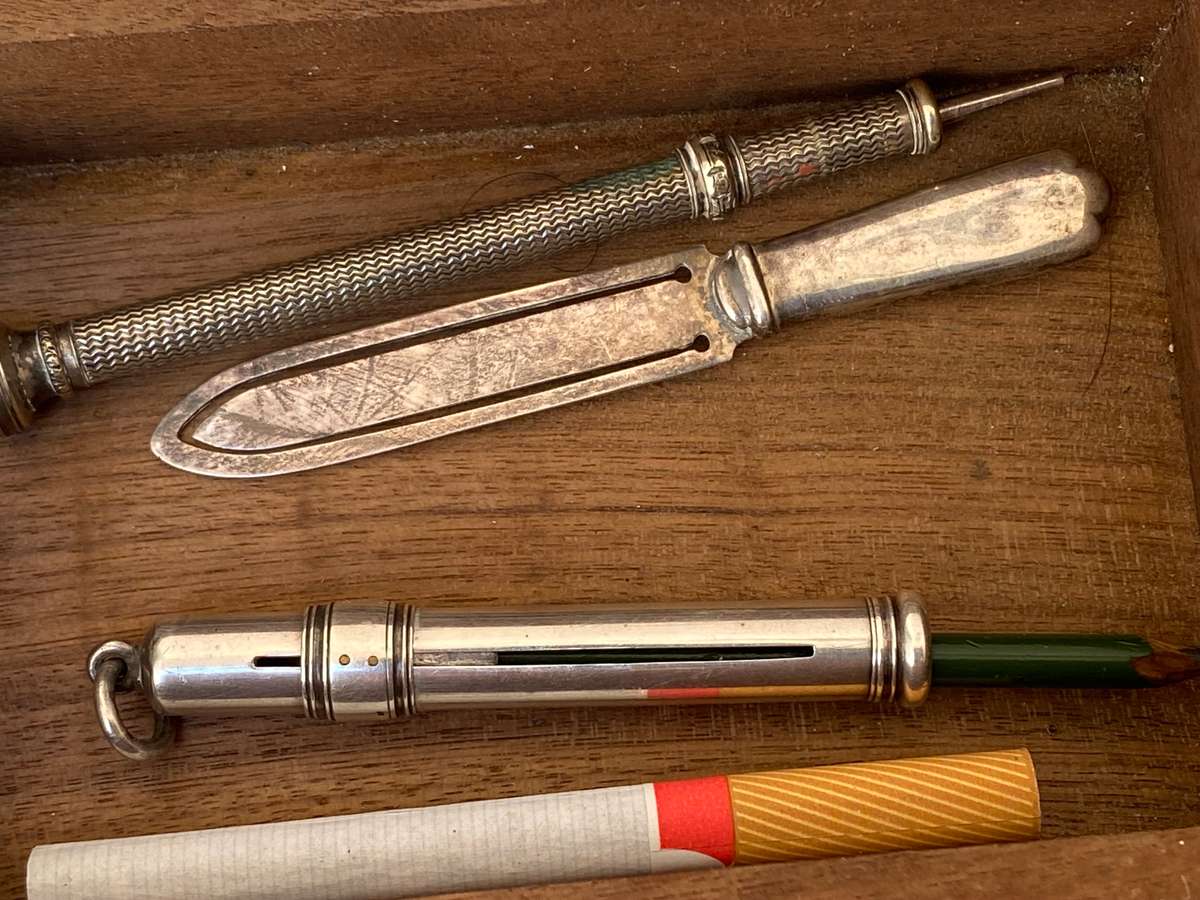 Vintage Samson Mordan sterling silver pencil holder , + antique mechanical propelling  pencil pair
