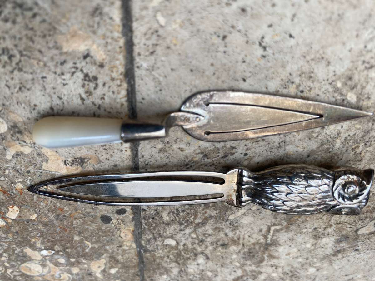 Sterling silver bookmark pair  trowel & owl 925 pair
