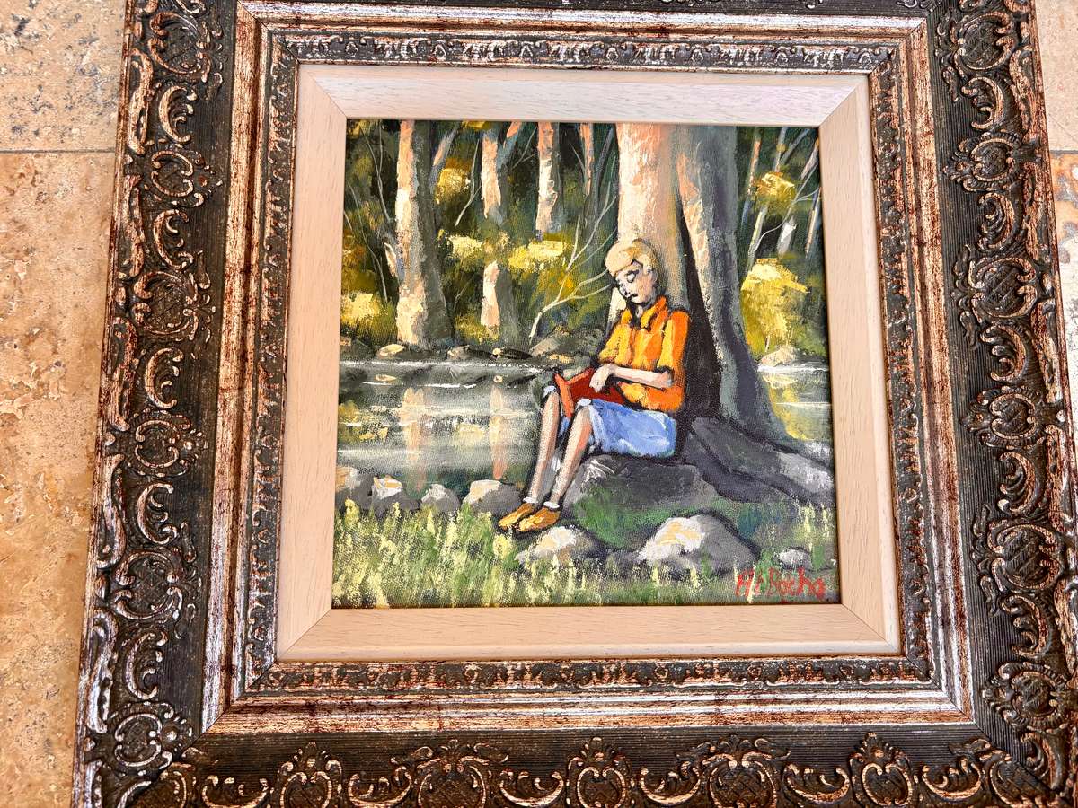 At Botha original art acrylic collection of 3 paintings , beautifully framed