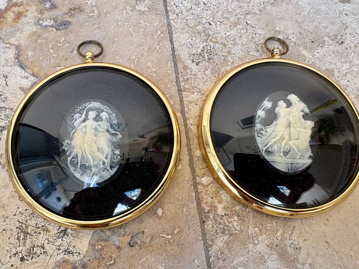 Three graces in cameo and dances in cameo pair by PETER BATES ENGLAND, miniature world