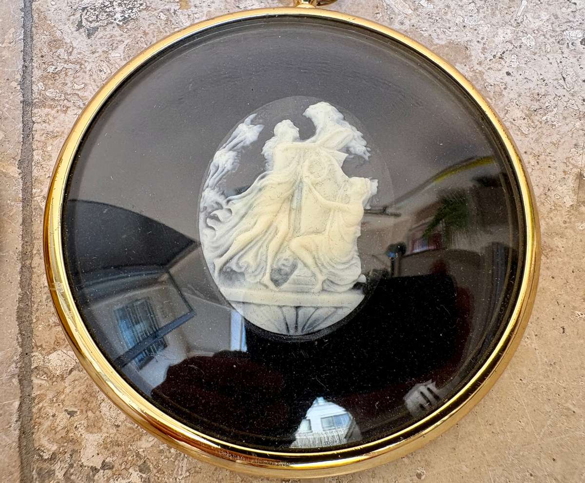 Three graces in cameo and dances in cameo pair by PETER BATES ENGLAND, miniature world