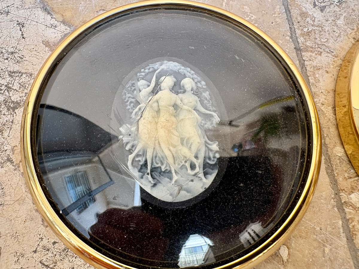 Three graces in cameo and dances in cameo pair by PETER BATES ENGLAND, miniature world