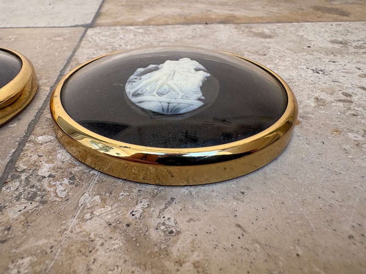 Three graces in cameo and dances in cameo pair by PETER BATES ENGLAND, miniature world