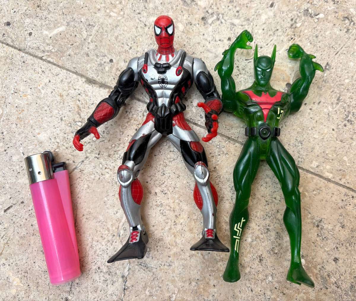 Vintage Batman Beyond DC & Marvel Spider-Man Sea Diver Action Figure pair