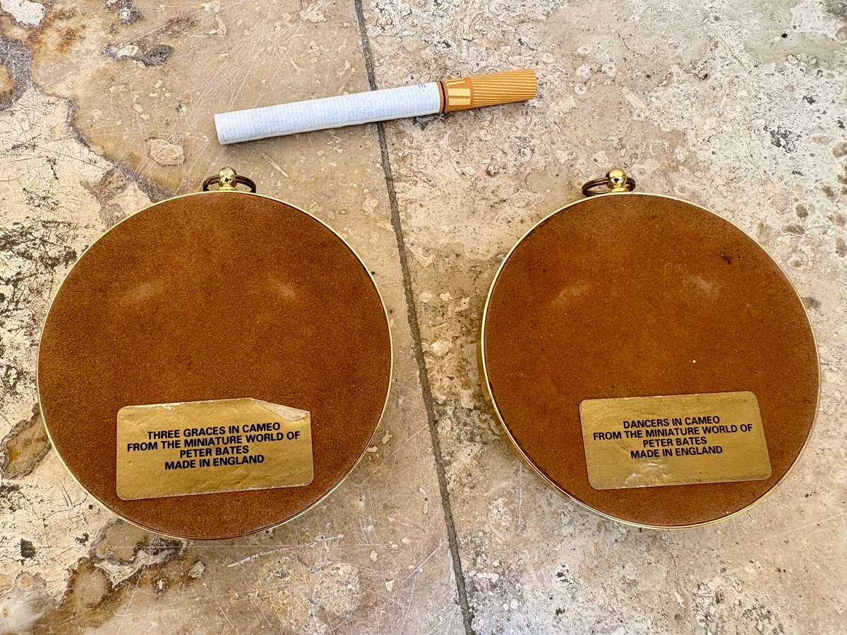 Three graces in cameo and dances in cameo pair by PETER BATES ENGLAND, miniature world