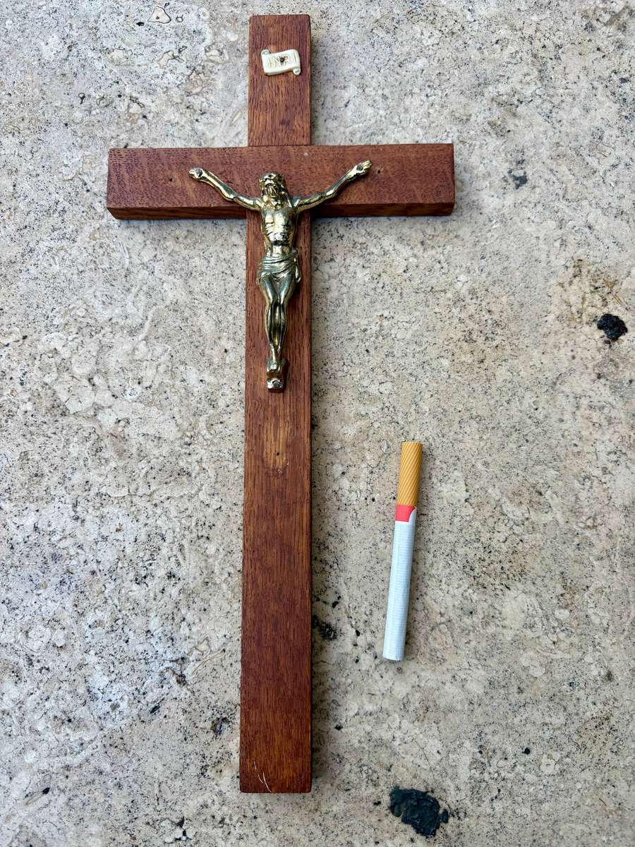 Vintage wall crucifix 30cm x 14cm religious wall mount  Catholic Christian