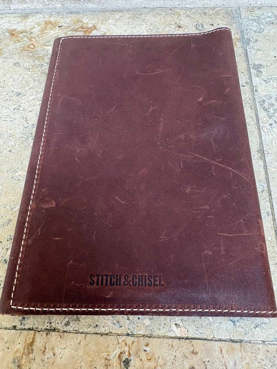 Stitch and chisel leather notebook cover A5