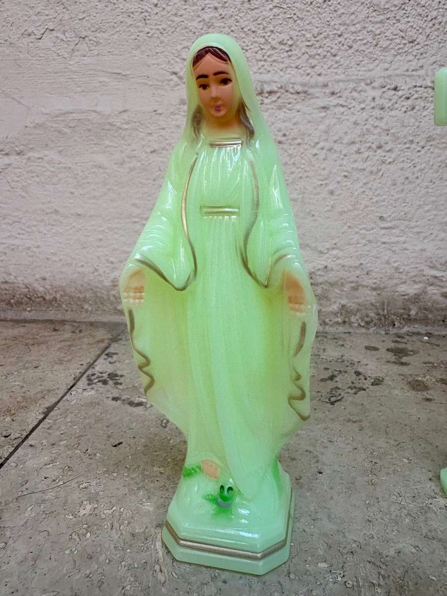 Luminous crucifix +  mother Virgin Mary figure pair