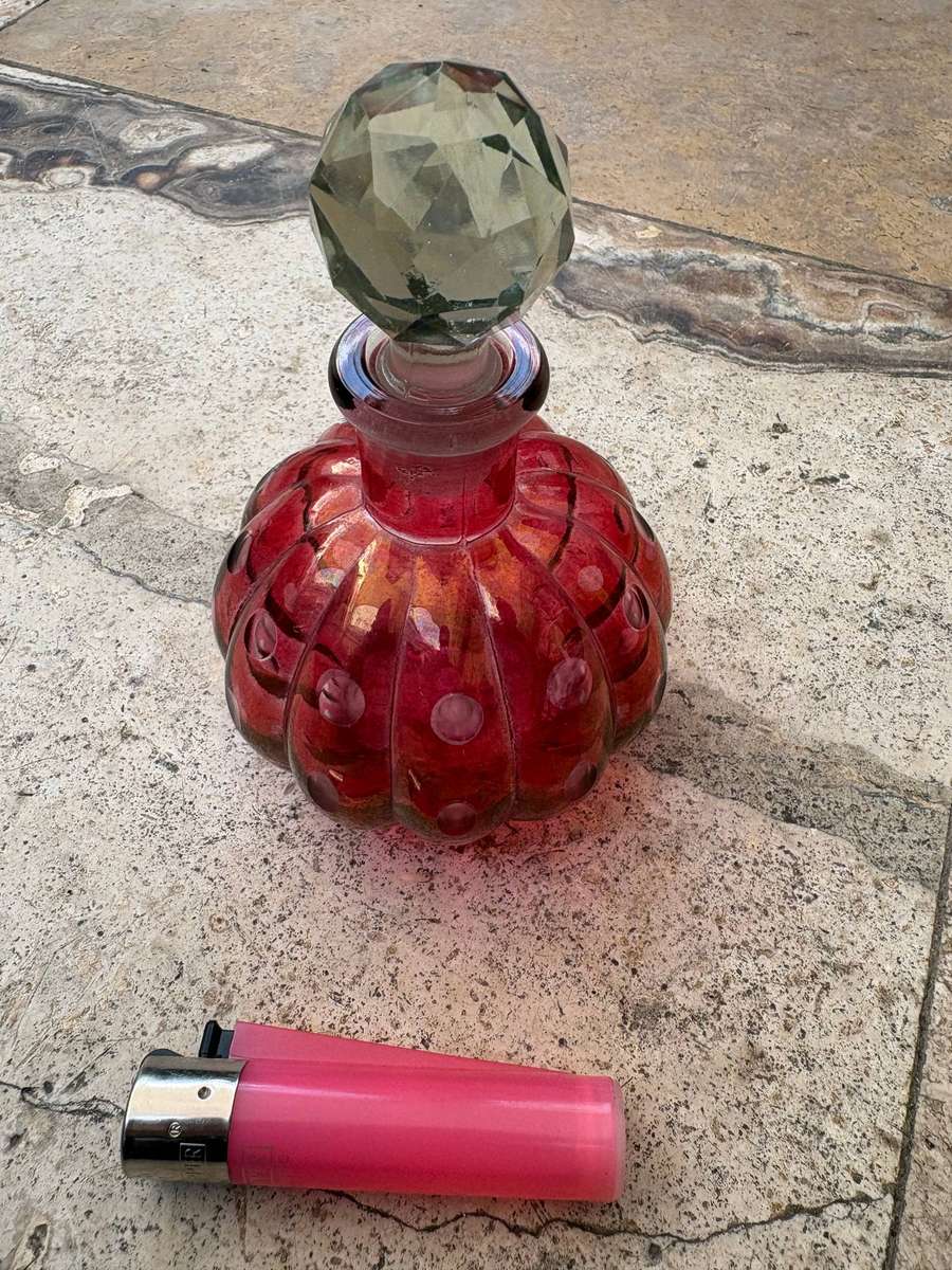 Antique Bohemian cranberry glass perfume bottle