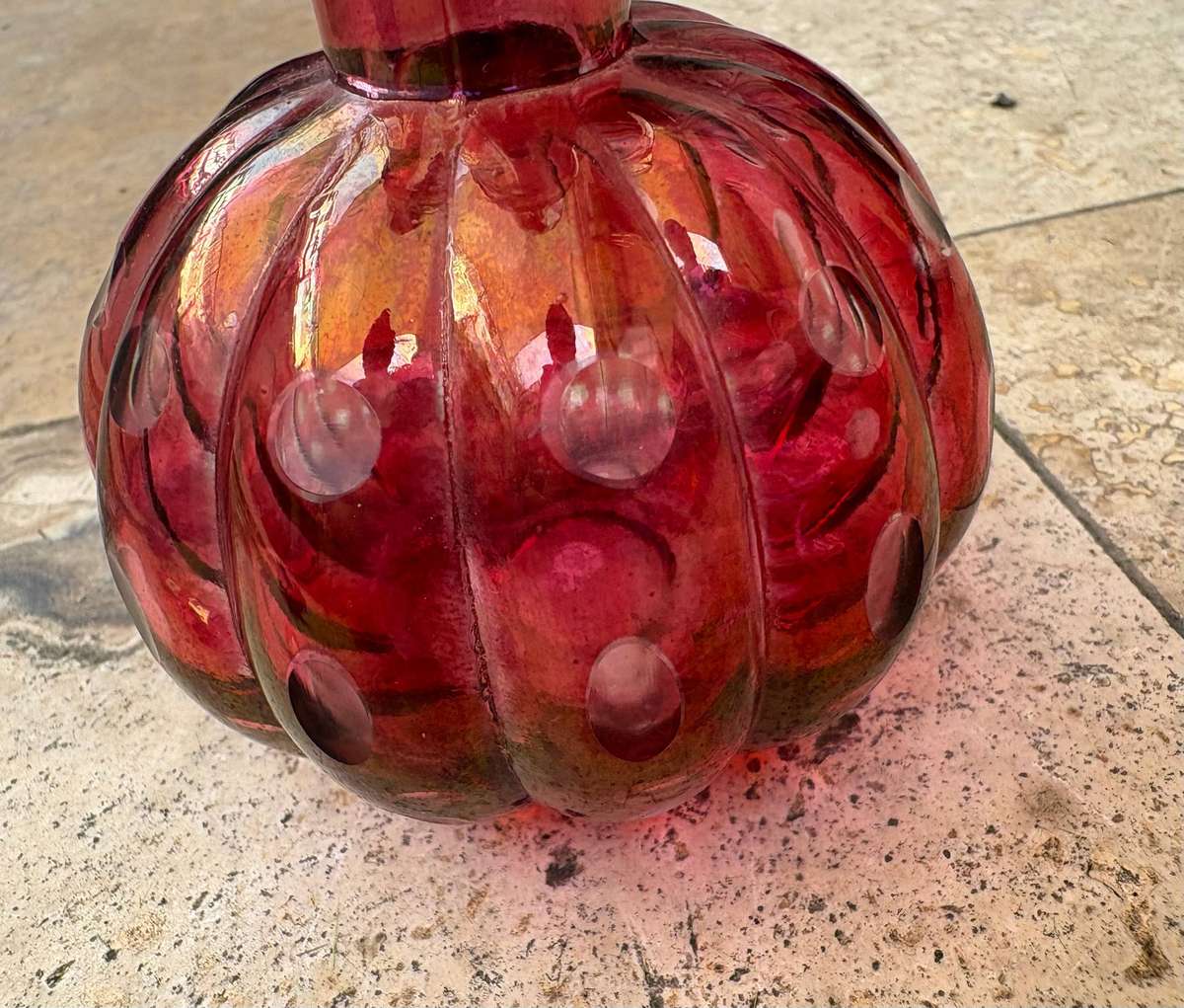 Antique Bohemian cranberry glass perfume bottle