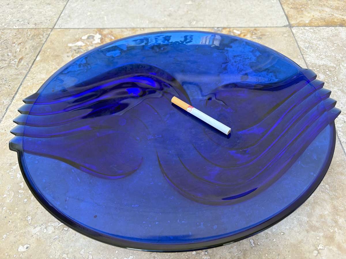 Vintage Luminarc fruit bowl cobalt blue glass , Murano sweet ,  glass blown banana