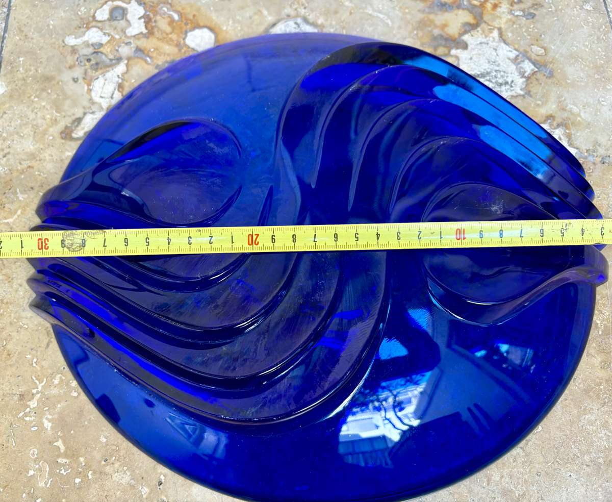 Vintage Luminarc fruit bowl cobalt blue glass , Murano sweet ,  glass blown banana
