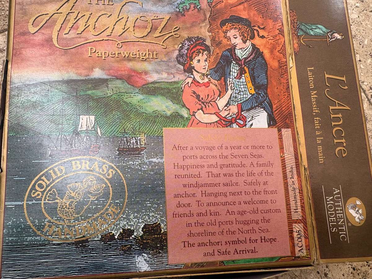Vintage brass anchor paperweight authentic models usa 1994