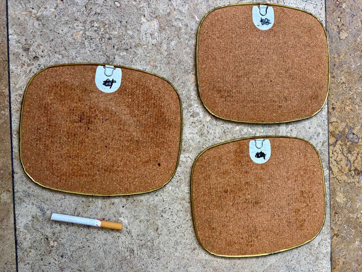 Vintage Asian birds cork trivet hot pads set of 3