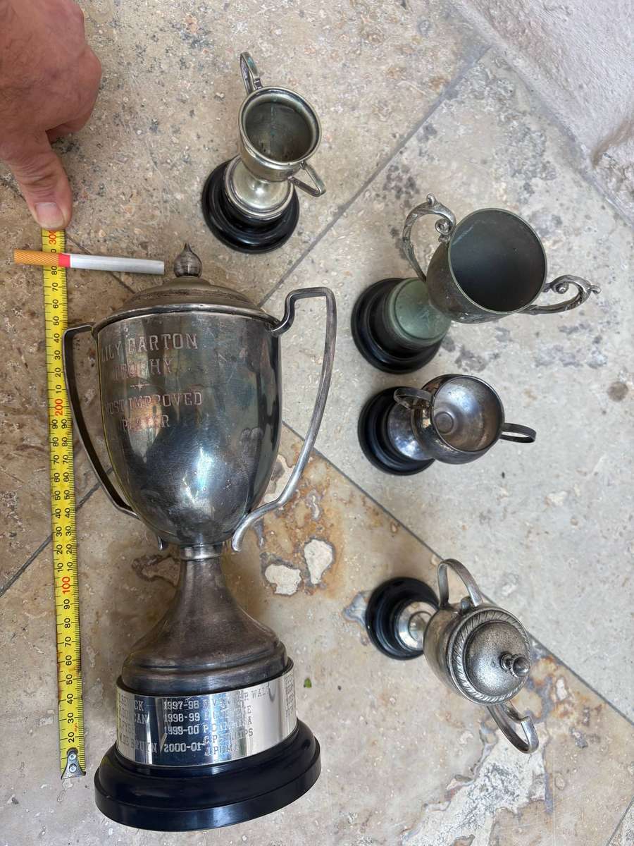 Vintage large trophy with 4 small trophies trophy lot