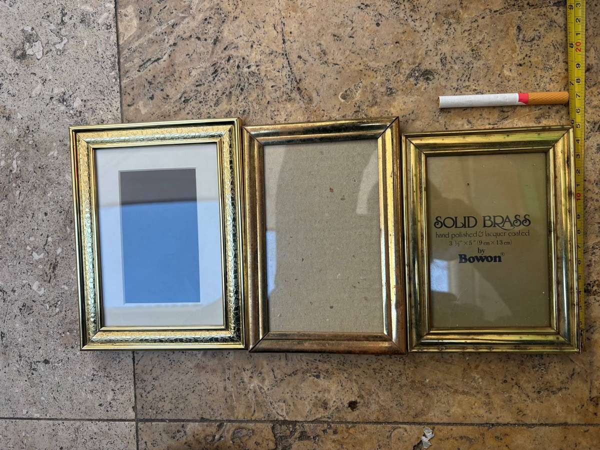 Brass picture frames set of 3